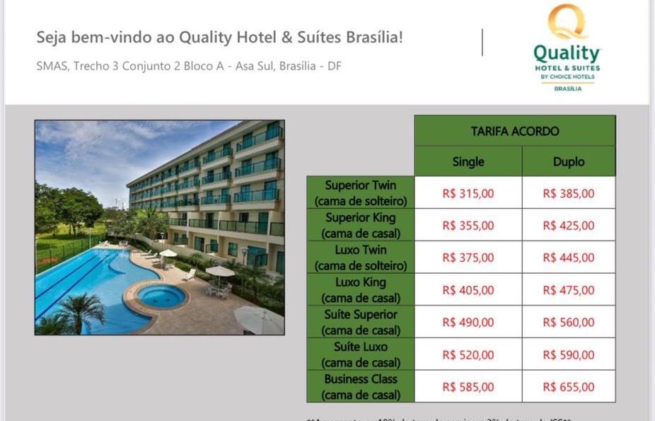 carta acordo do Hotel Quality Brasília.
